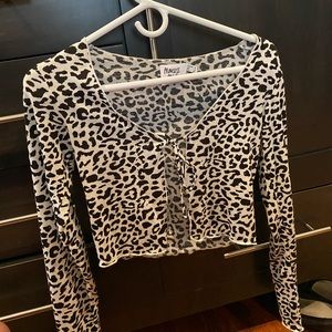 Princess Polly Leopard Print Tie Front Crop Top